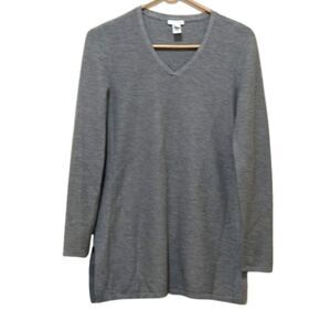 J Jill Tunic Wool Silk Blend Sweater Womens XS Stretch Knit V Neck Long Sleeves